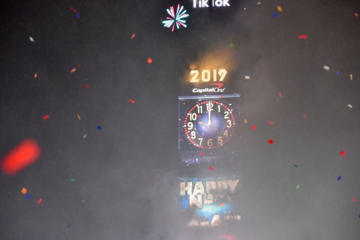 纽约时代广场新年2019年 New York City Times Square New Year's 2019