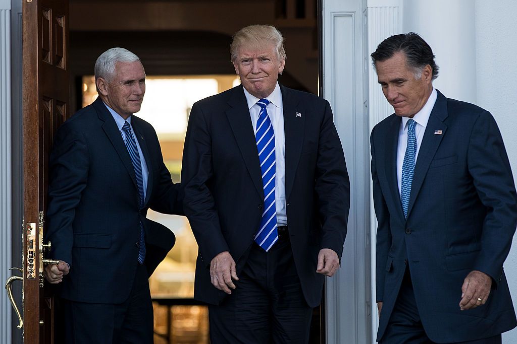 Donald Trump, Mike Pence and Mitt Romney