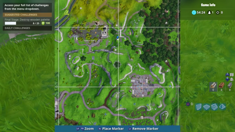 Fortnite Search Between Giant Rock Man map
