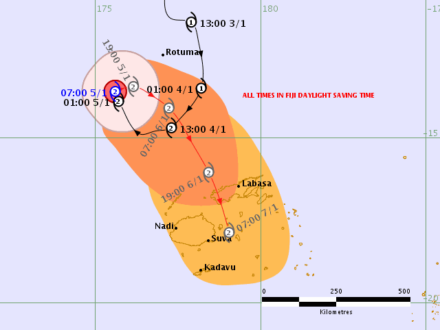 Tropical Cyclone Mona Track, Update Fiji