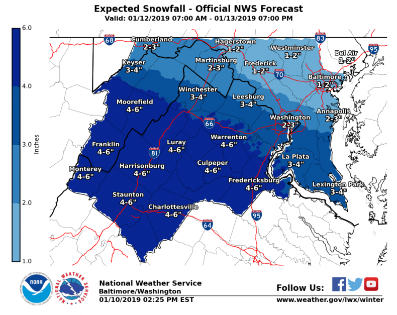 maryland virginia snow forecast