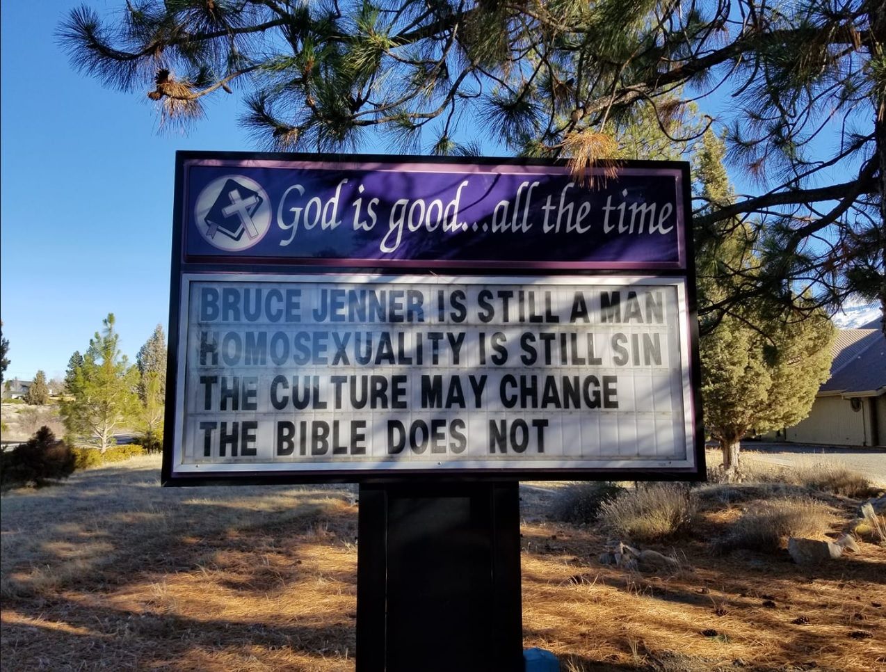 California church sign bruce jenner