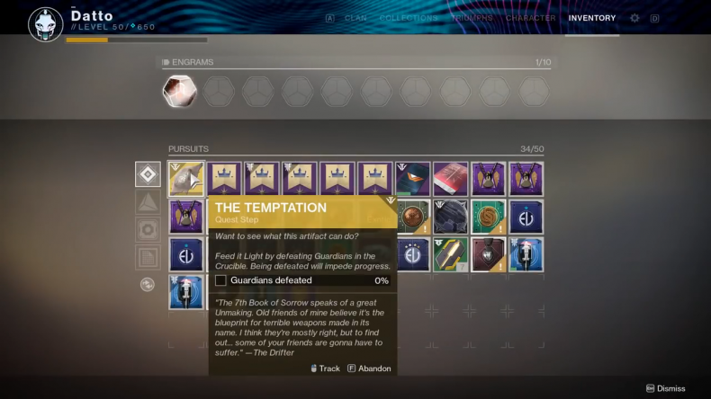 Destiny 2 the temptation