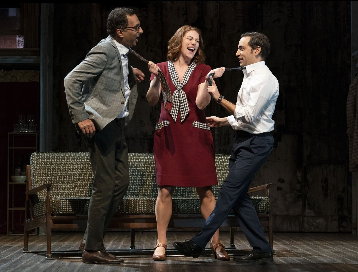 Manu Narayan, Jessie Austrian and Ben Steinfeld in MERRILY WE ROLL ALONG, Photo by Joan Marcus 2019 (2)