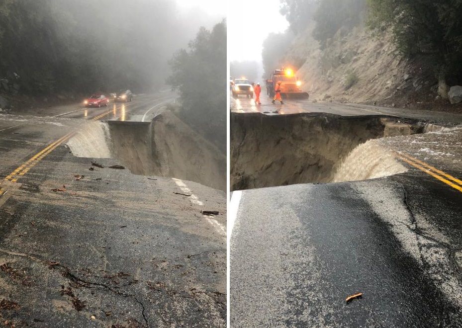 California Atmospheric River Storm Damage: Sinkhole Swallows Highway ...