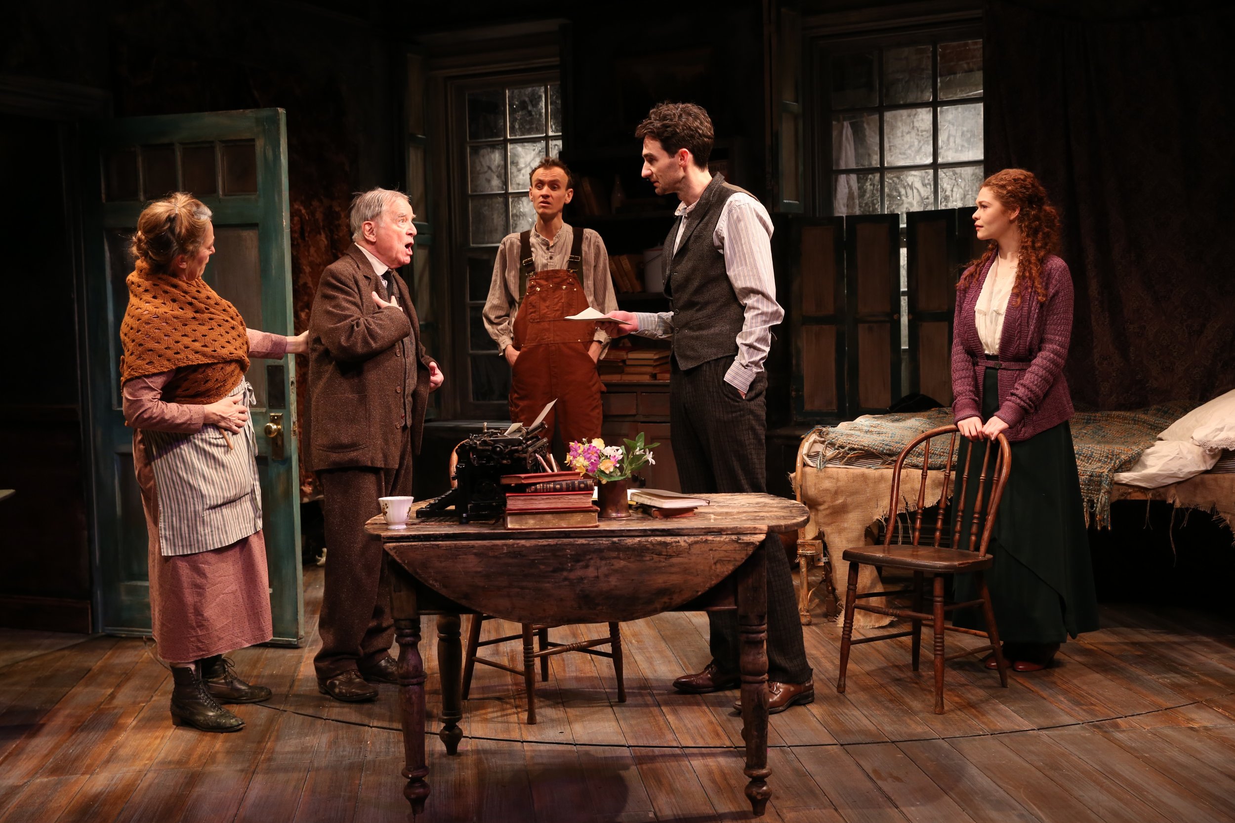 Una Clancy, Robert Langdon Lloyd, Ed Malone, James Russell, and Meg Hennessy in Irish Rep's 2019 production of THE SHADOW OF A GUNMAN - Photo by Carol Rosegg