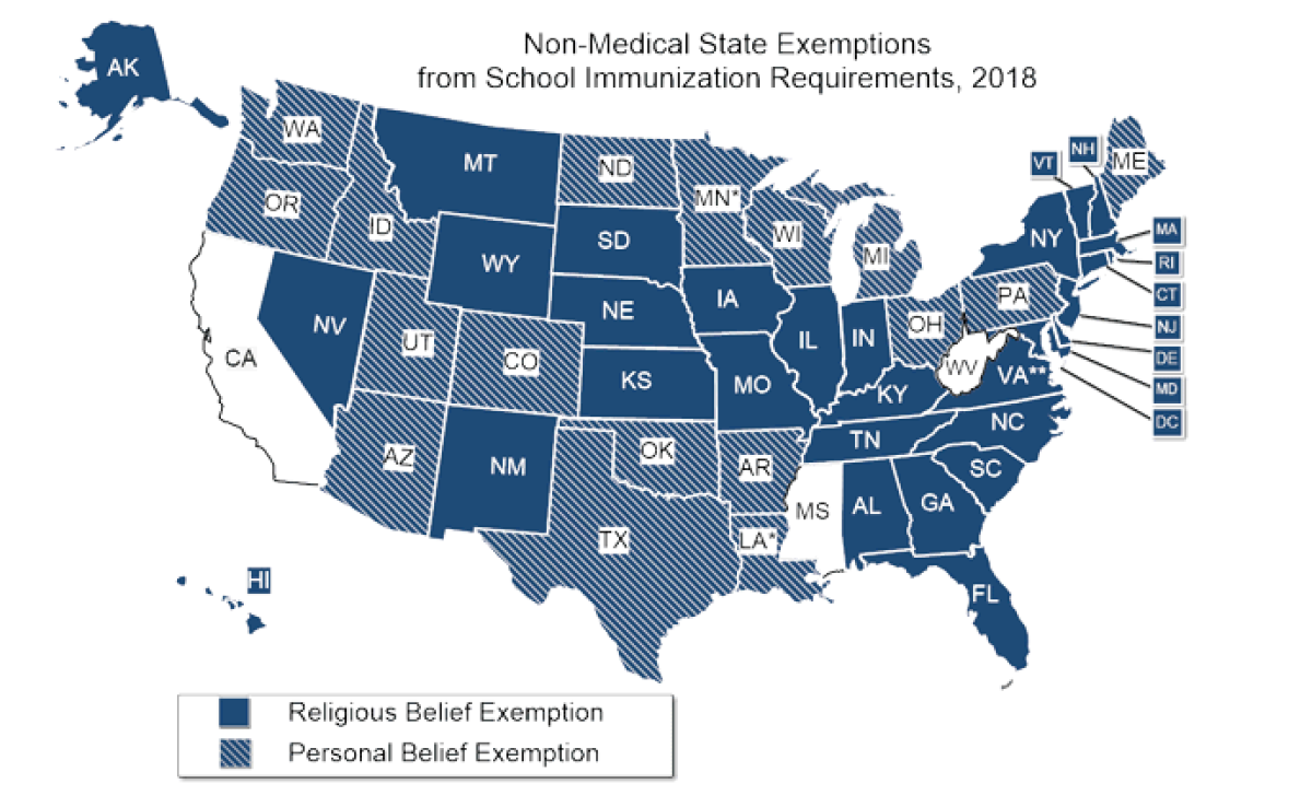 Vaccination Exemption Map
