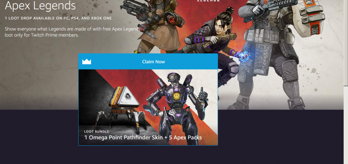 Looks like you can unlock Apex Legends Twitch Prime loot without