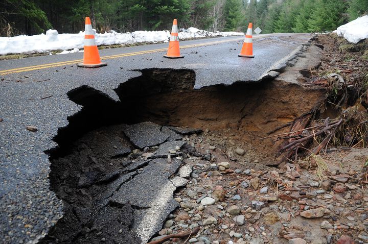 crumbling road