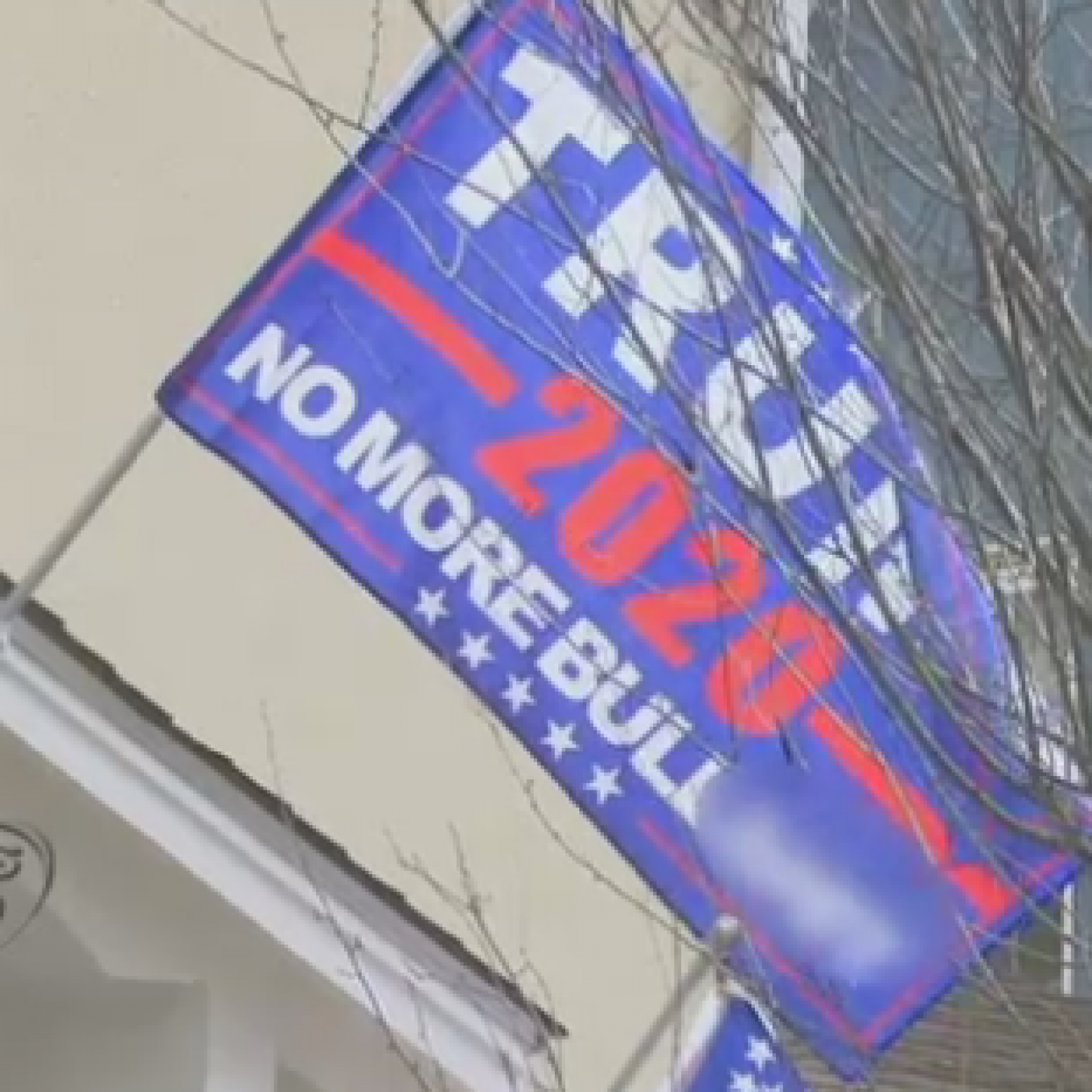 Homeowners Refuse To Take Down Vulgar Trump 2020 Flag That Flies Above American Flag Next To School