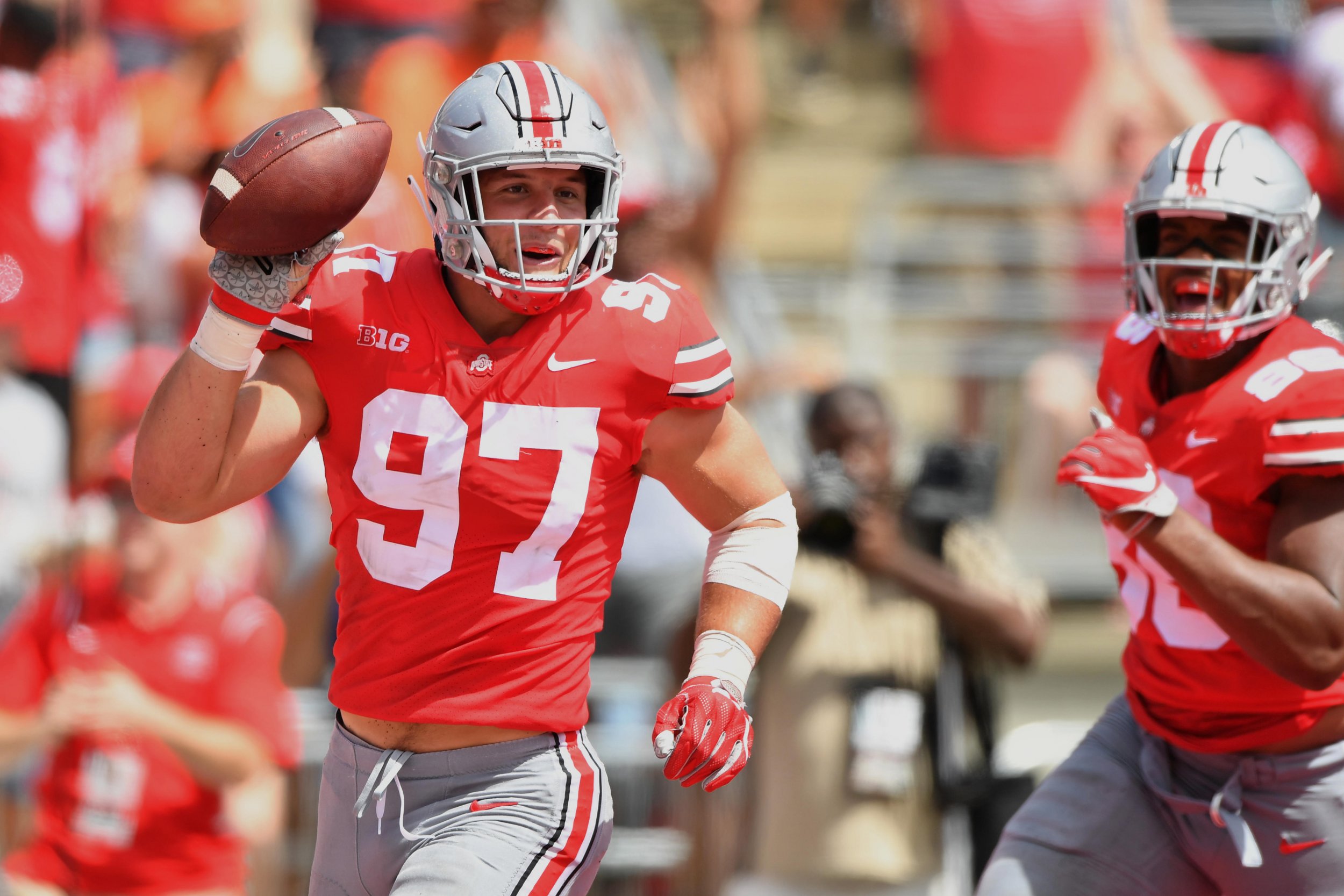 Nick Bosa Ohio State Buckeyes Jersey Black with red numbers