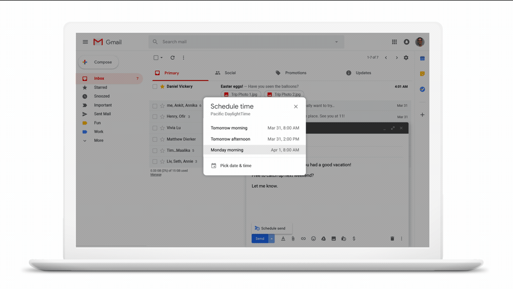 how to schedule email to send later in gmail