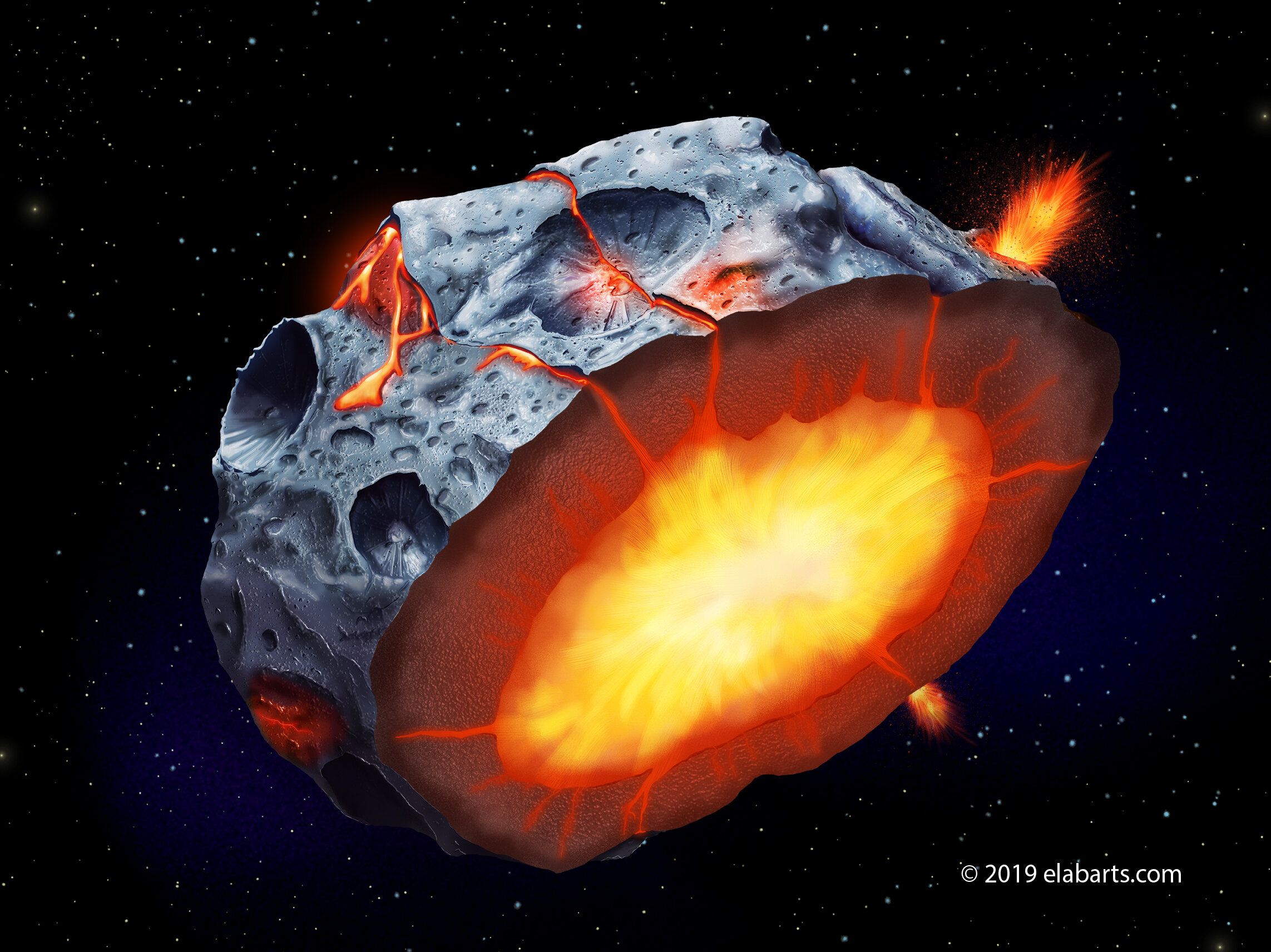 iron volcanoes, metal asteroids