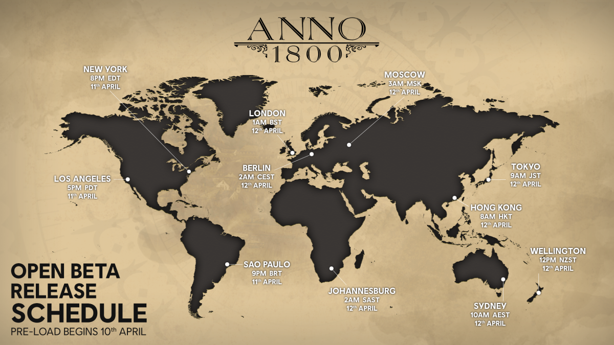 Anno, 1800, open, beta, download, preload, start, time, end, when, pc, epic, uplay, ubisoft