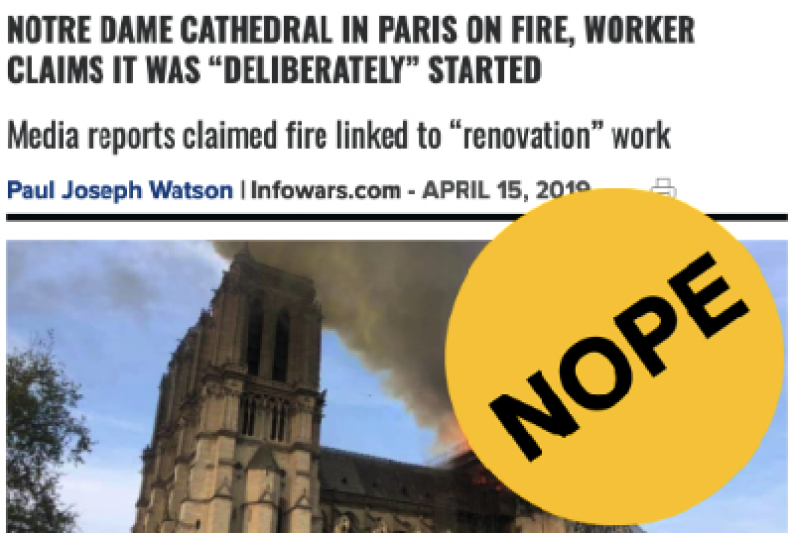 infowars notre dame fire conspiracy theory