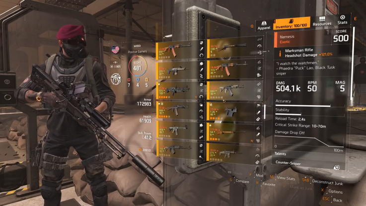 Division 2 nemesis gun Division 2 nemesis gun