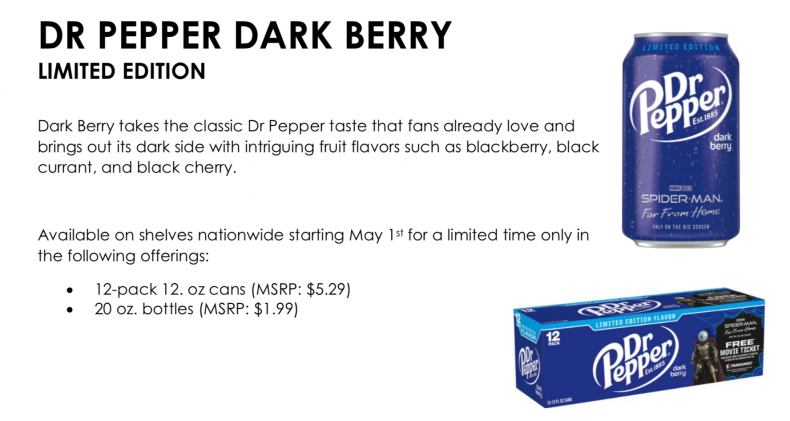 Dr Pepper dark berry new flavor when release date where to buy locations