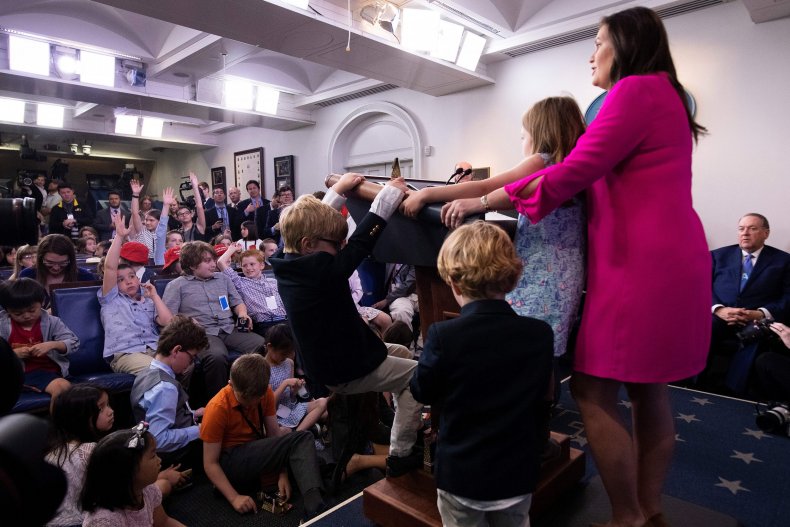 SarahSandersBriefingKids