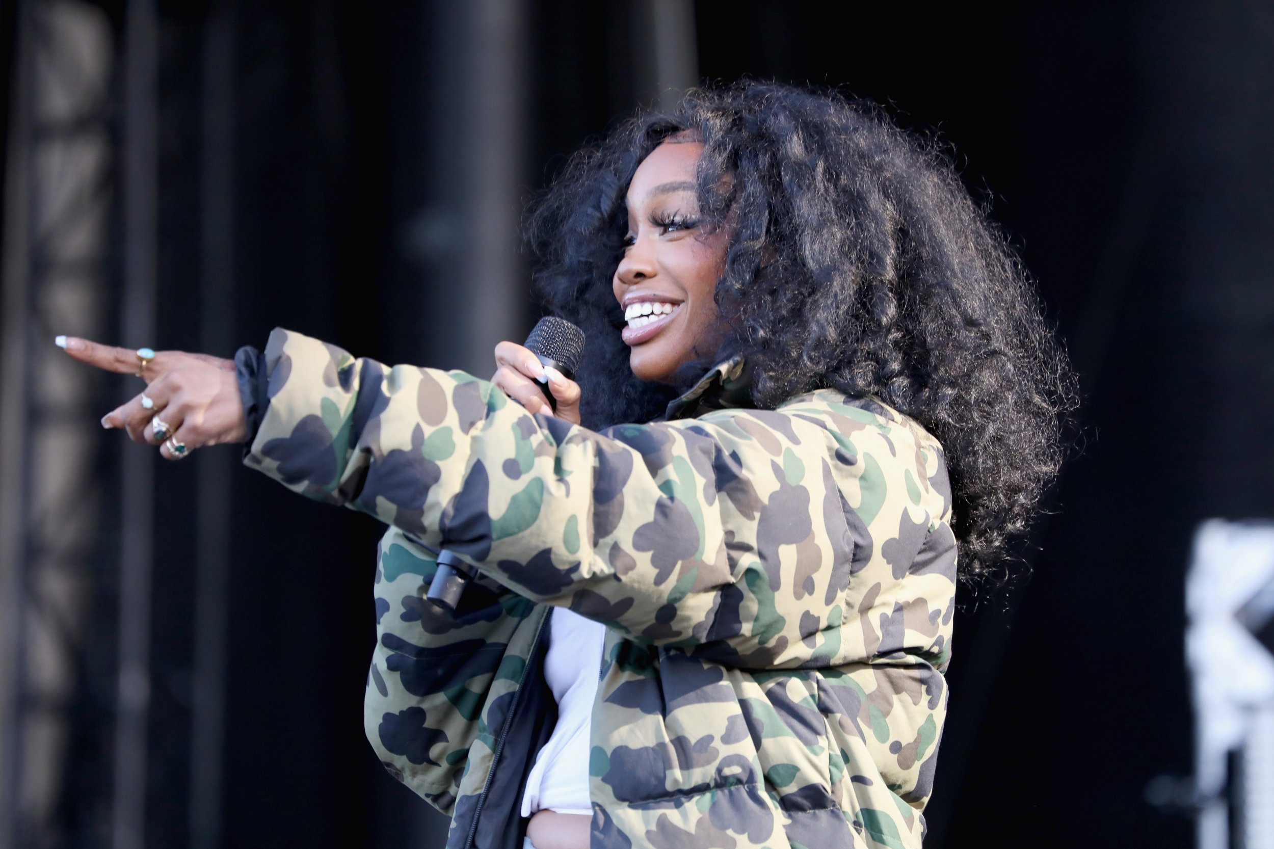 SZA is pictured performing onstage at SOMETHING IN THE WATER - Day 2 on Apr...