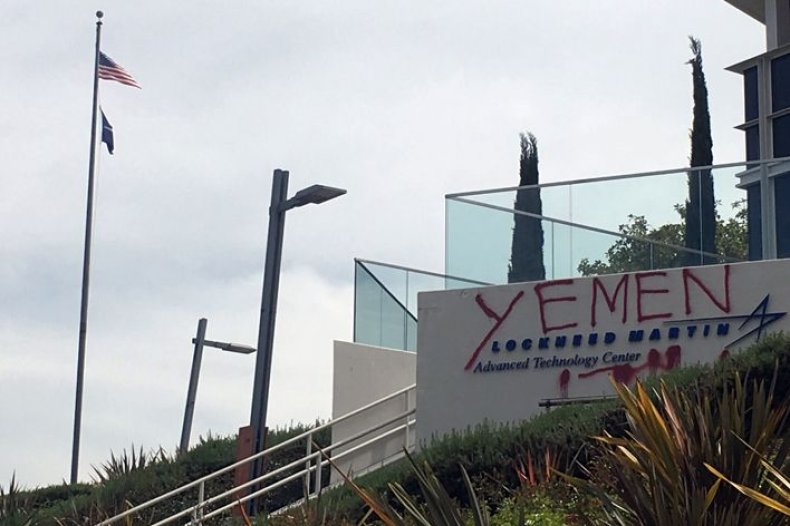 Lockheed Martin Protester Spray-Painted Date of Yemen School Bus Bombing on Weapon Maker’s Corporate Campus Header