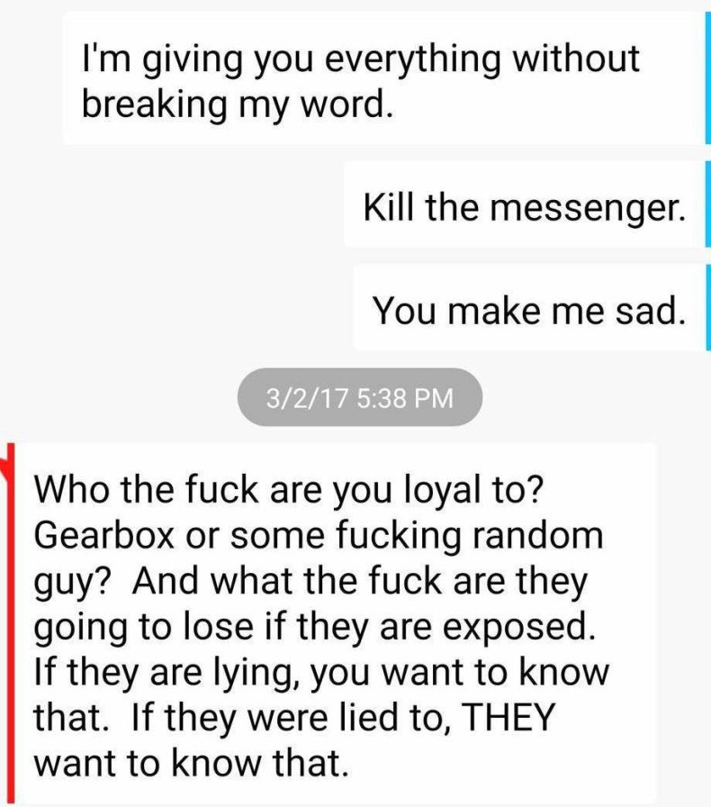 Randy Pitchford texts 1