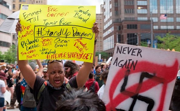 KKK Members Outnumbered by Counter Protesters at Dayton Rally Saturday ...