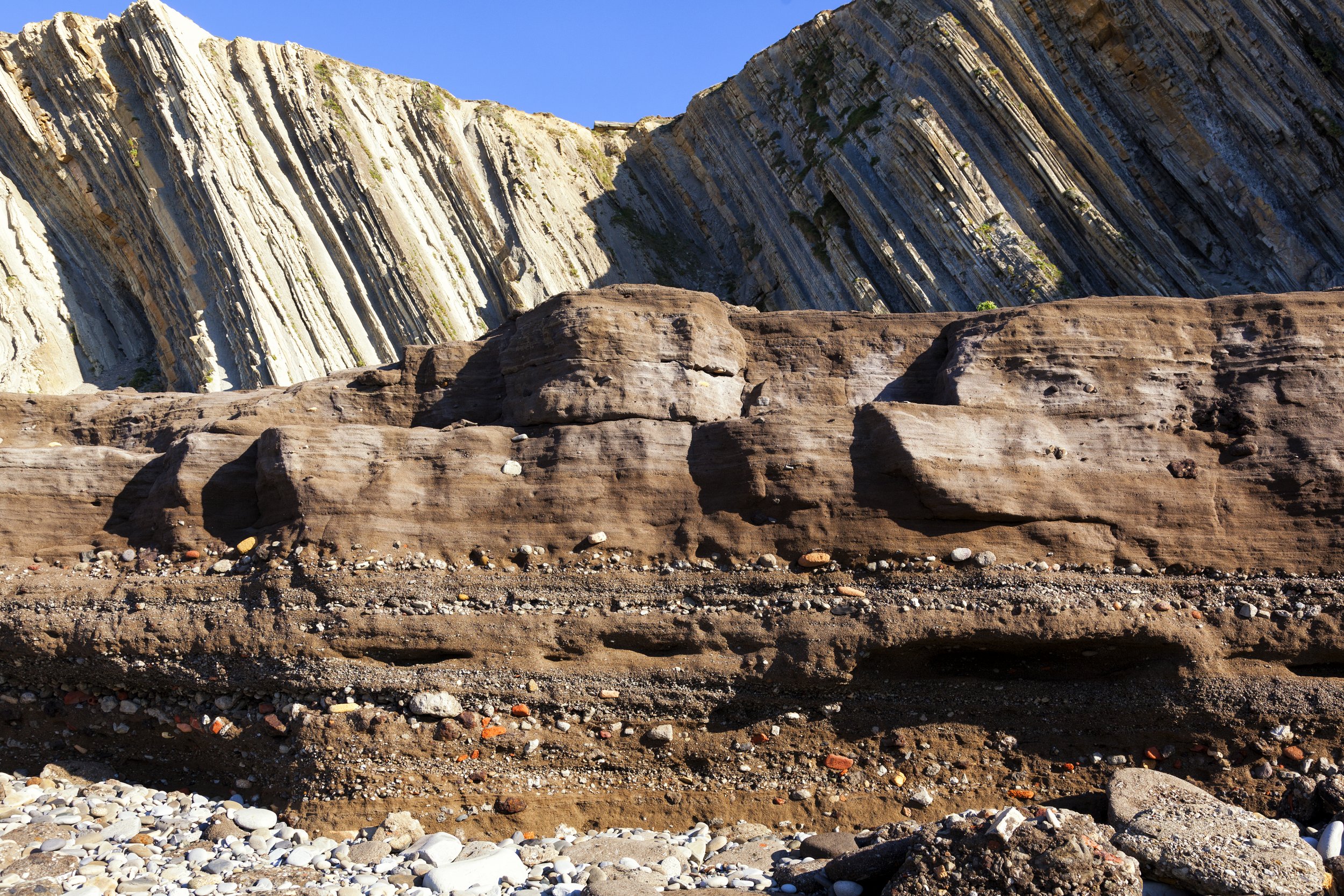 industrial deposits, rock layers