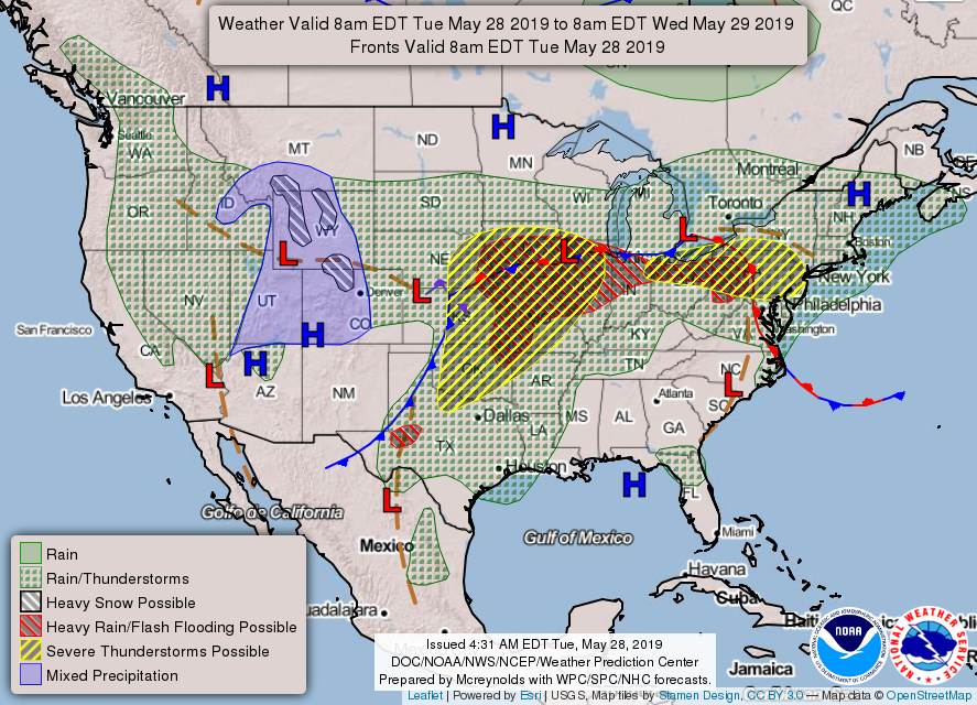 May 28 2019 NOAA Weather Forecast US Midwest Ohama Valley