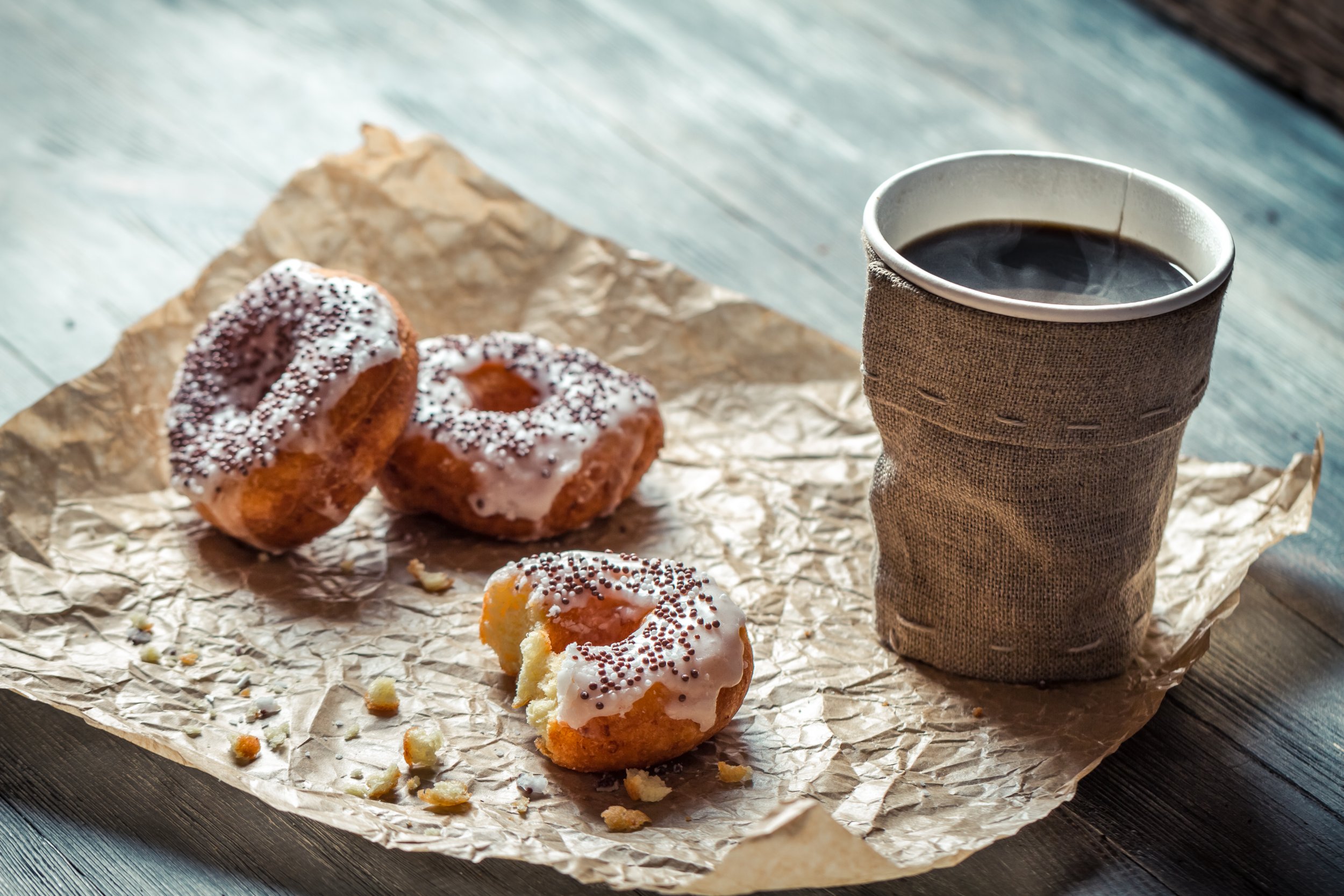 coffee cup donuts breakfast stock getty