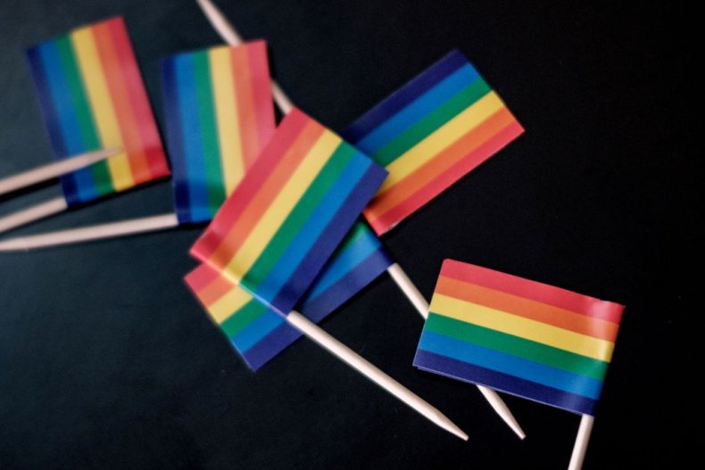 Miniature rainbow flags
