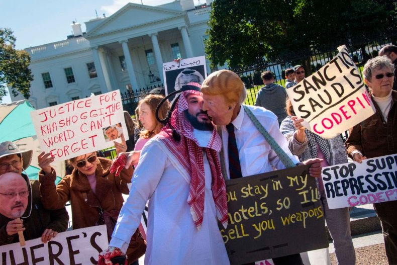 Protesters against MBS and Trump