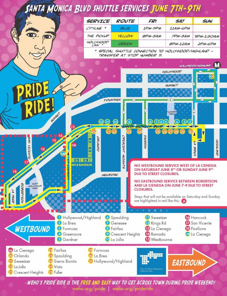 Celebrate L.A. Pride Parade Route, Public Transport Information, Where