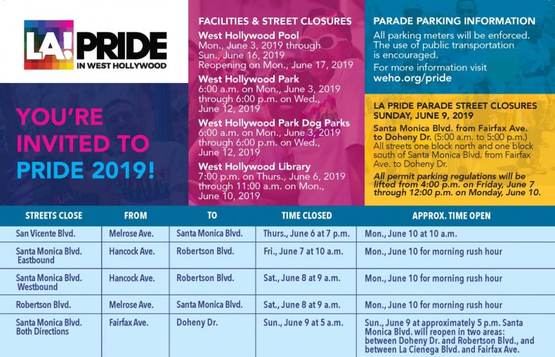 LA Pride Parade Closures West Hollywood