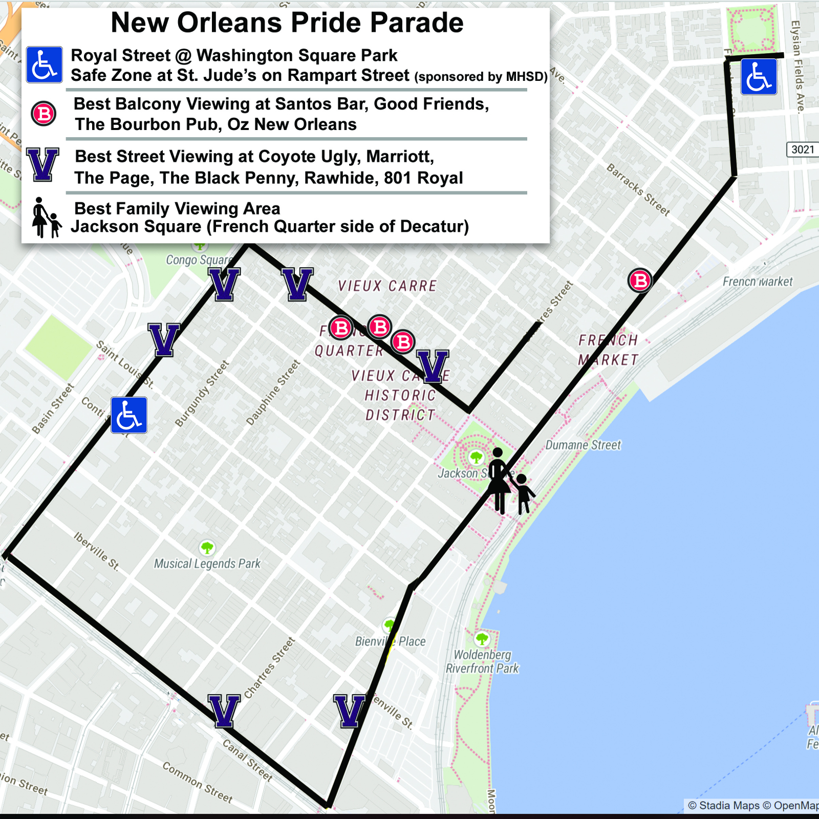 Celebrate New Orleans Pride Parade Route, Best Places to View, Where