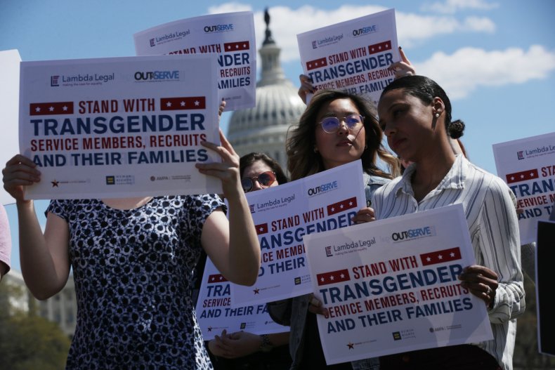 Democrat Lawmakers Hold A Rally Against The Trump Administration's Transgender Military Ban Democrat Lawmakers Hold A Rally Against The Trump Administration's Transgender Military Ban