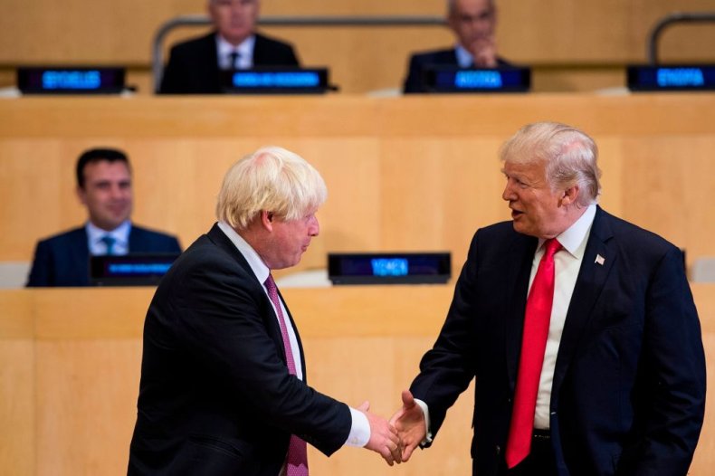Boris Johnson greets Donald Trump