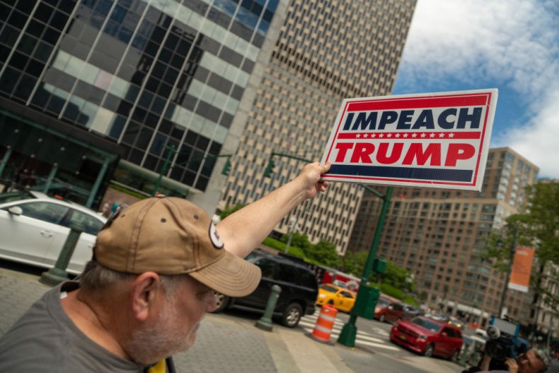Protester calling for Trump's impeachment