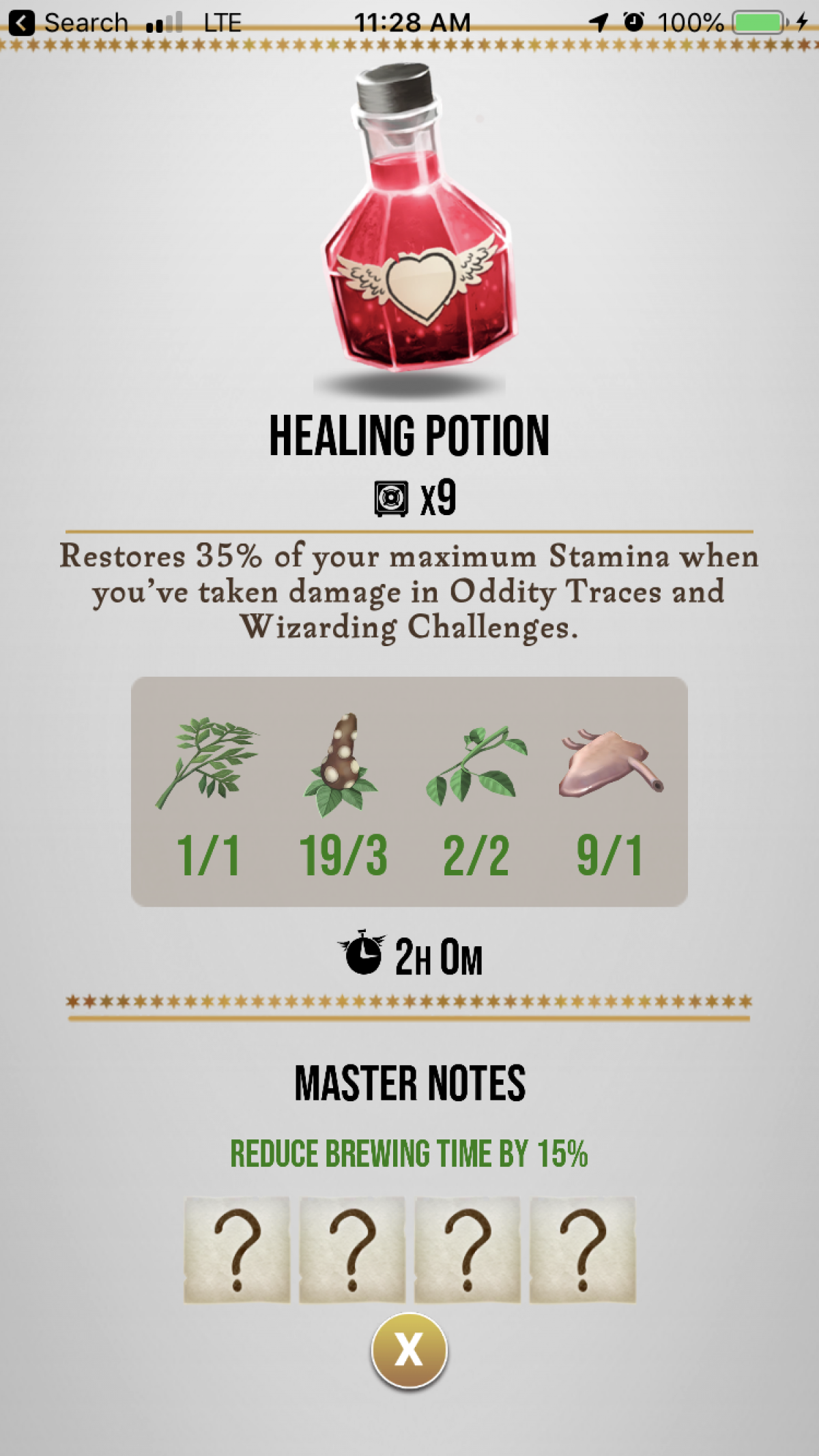 Harry potter wizards unite potions master notes guide gestures list brewing invigoration draught healing spell casting tips wizarding challenge