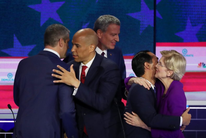 Democratic Debate hug