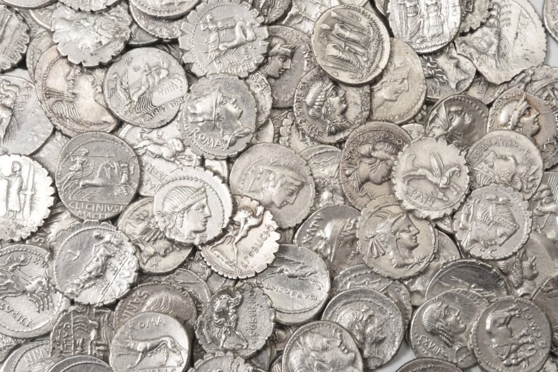 Ancient roman coin, getty, stock,
