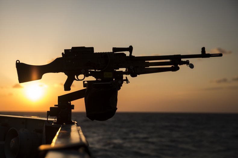machine gun british navy frigate