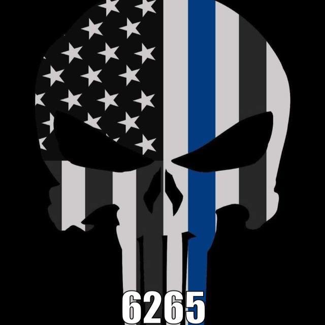 USA FLAG POLICE SUPPORT BLUE LIVES 5" THIN BLUE LINE PUNISHER SKULL PATCH 