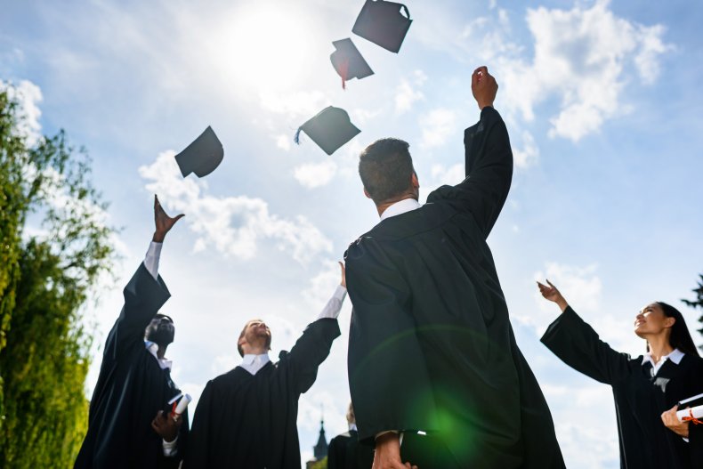 graduate caps stock photo