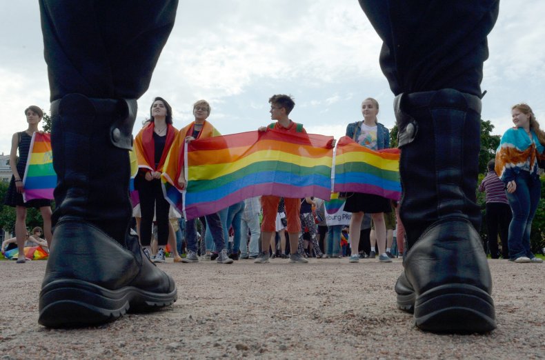 Russia LGBTQ Protest 