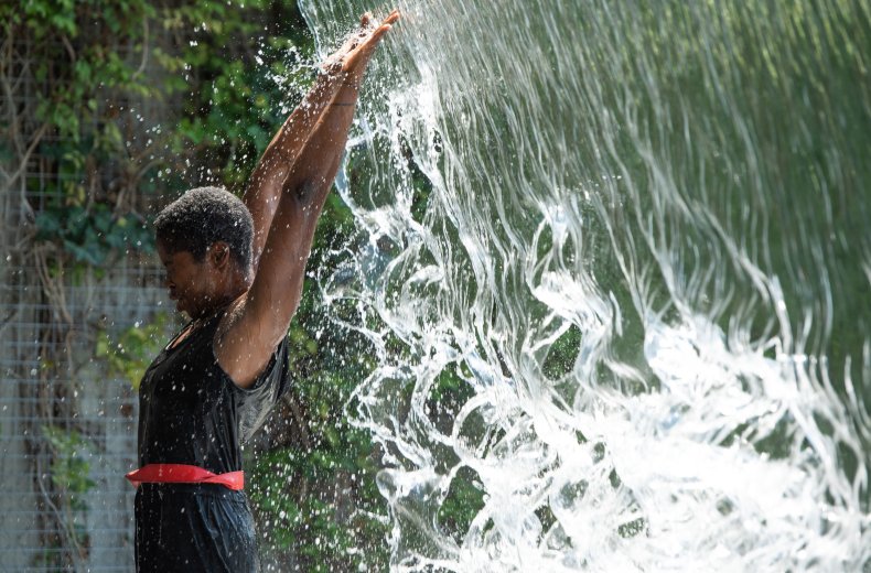 woman cools off