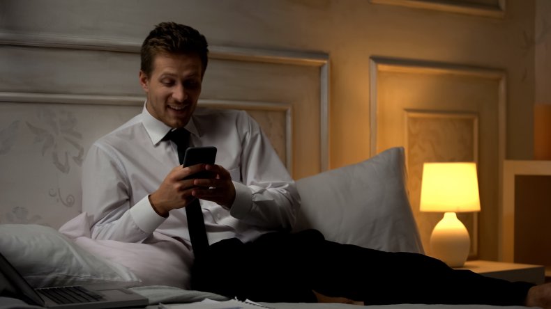 guy on dating app in hotel