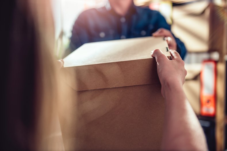 package delivery stock photo