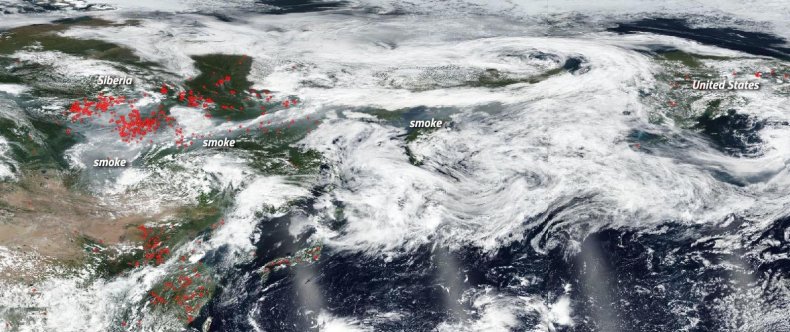 Siberian wildfire smoke