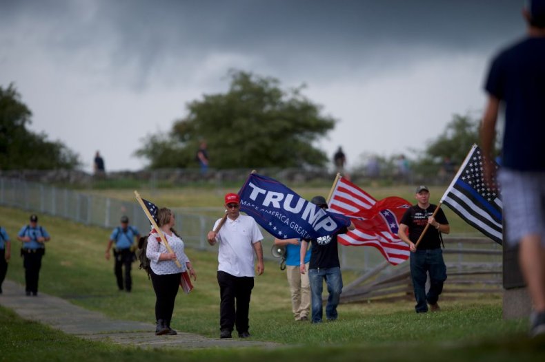 Trump flag and Confederate flag