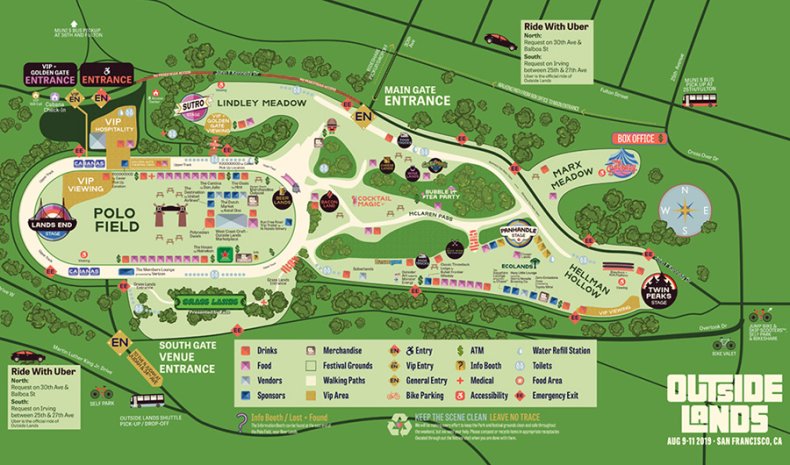 outside lands festival map daily lineup